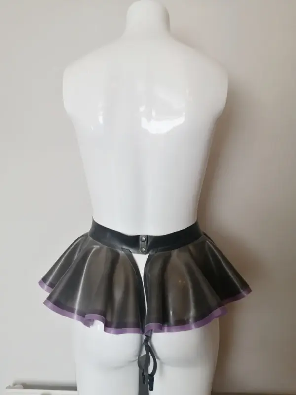 Latex Peplum Suspender Belt with Bow and Trim