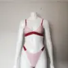 Latex Two-Piece Set - Baby Pink & Red Contrast