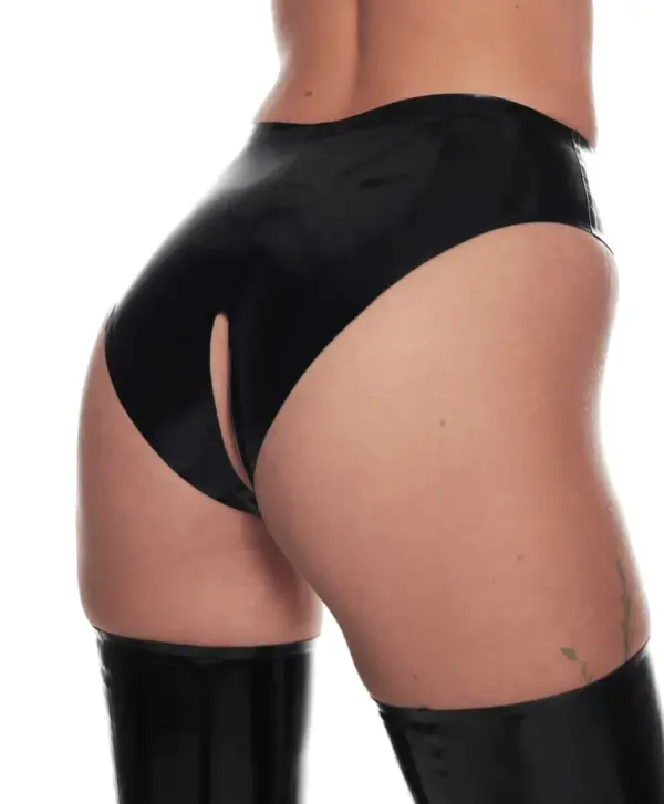 Luxe Underwire Latex Lingerie Set - Crotchless & Front Zip