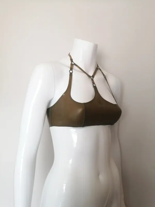 Latex Halter Neck Cropped Bralette – Handmade Custom Fit