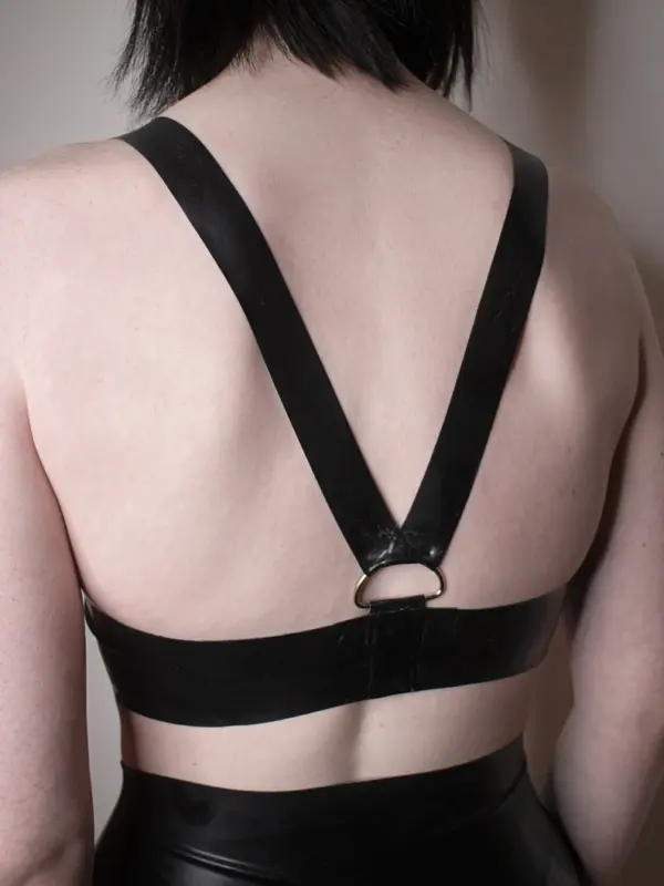 Reinforced Latex Halter Top back view with straps