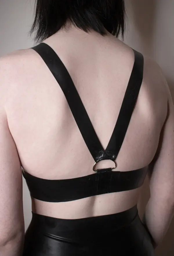 Reinforced Latex Halter Top back view with straps