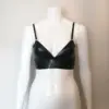Classic Black Latex Triangle Bralette – Handmade Minimalist Soft Cup Top