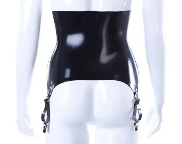 High Waist Latex Suspender Garter Belt with Front Zipper