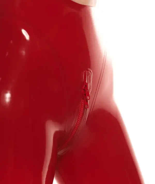 High-Waist Latex Leggings - Back Seam & Crotch Zip