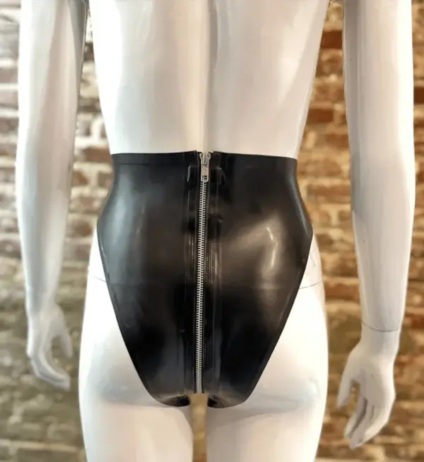 Dominique High-Cut Latex Knickers with Triple-Zip Access