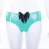 Low Waist Jade Green Latex Briefs with Black Bow