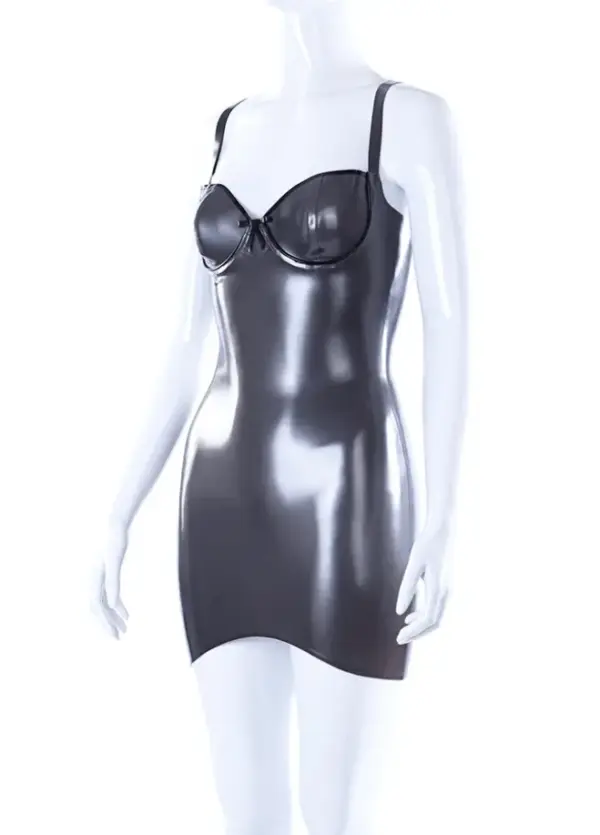 Simone Latex Mini Dress with Underwired Cups and Back Zip