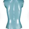 Angela High Neck Sleeveless Latex Bodysuit – Pearl Sheen Blue