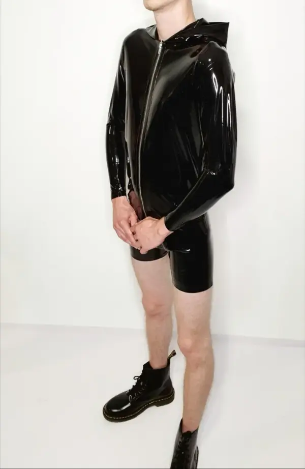 Men's Latex Hoodie Jacket - Full Zip & Reinforced Seams