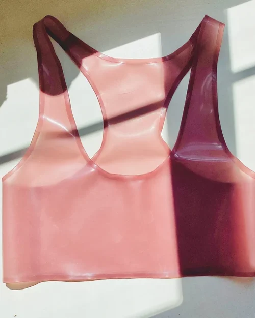 Sleek Latex Racerback Sports Bralette – Custom Fit, Handmade Rubber Lingerie