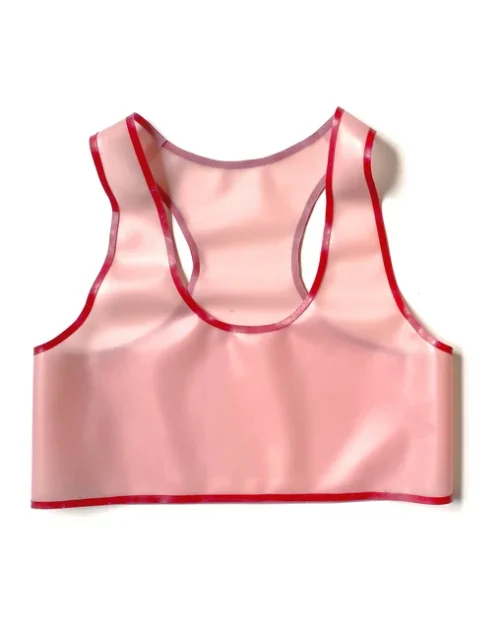 Latex Sports Bralette with Contrast Trim – Custom Racerback Crop Top
