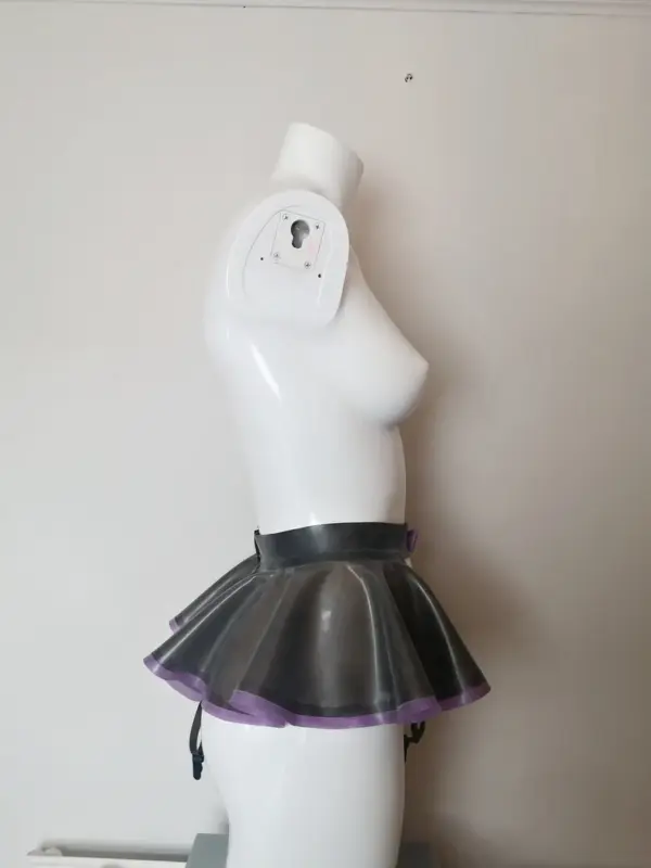 Latex Peplum Suspender Belt with Bow and Trim