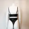 Latex Bra and High-Waist Thong Two-Piece Set