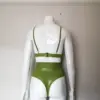 Natural Green Latex Triangle Bra and High-Waist Thong Set – Two Piece Custom Made