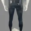 Rear view of slim fit latex pants men streetwear style