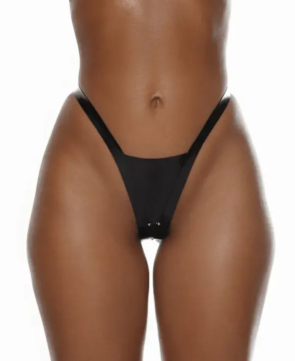 Latex High-Cut G-String Panties with Steel Piercing Detail