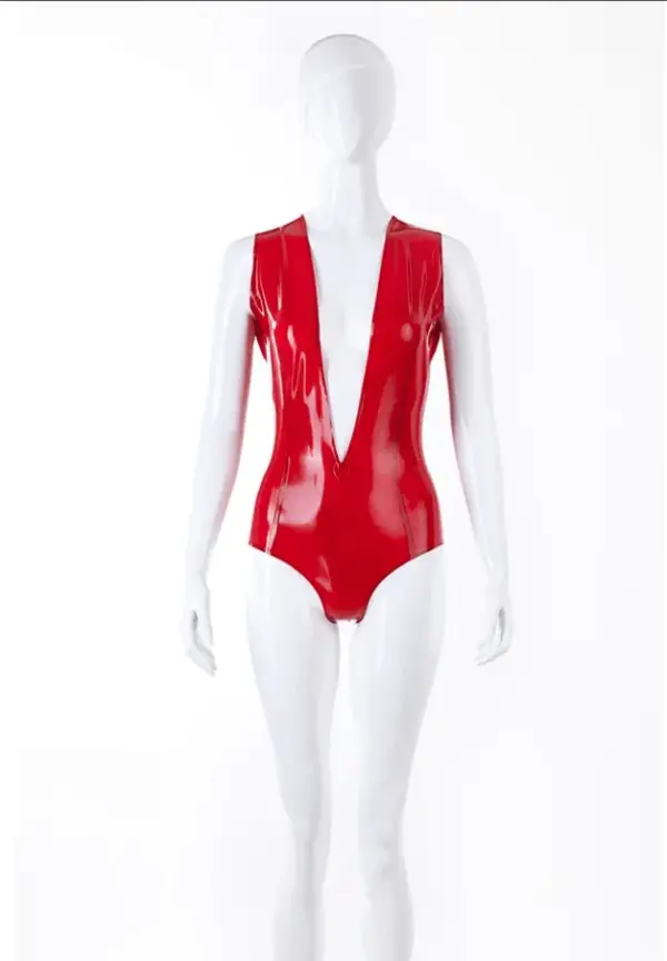 Deep V Latex Bodysuit - Plunging Neck & High Cut