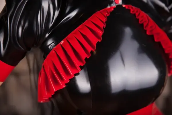 Dolores Black & Red Ruffled Latex Bolero Shrug