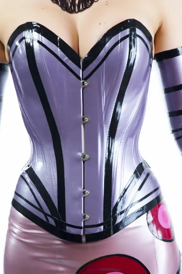 Latex Overbust Corset - 1.8mm Steel Boned & Striped