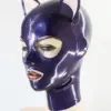 Purple Latex Cat Hood - Trimmed Ears & Back Zipper