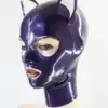 Purple Latex Cat Hood - Trimmed Ears & Back Zipper