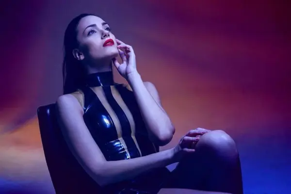 Latex Illusion Mini Dress - Transparent Panels & W-Cut