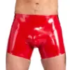 Racing Red Latex Shorts with black side stripes front view