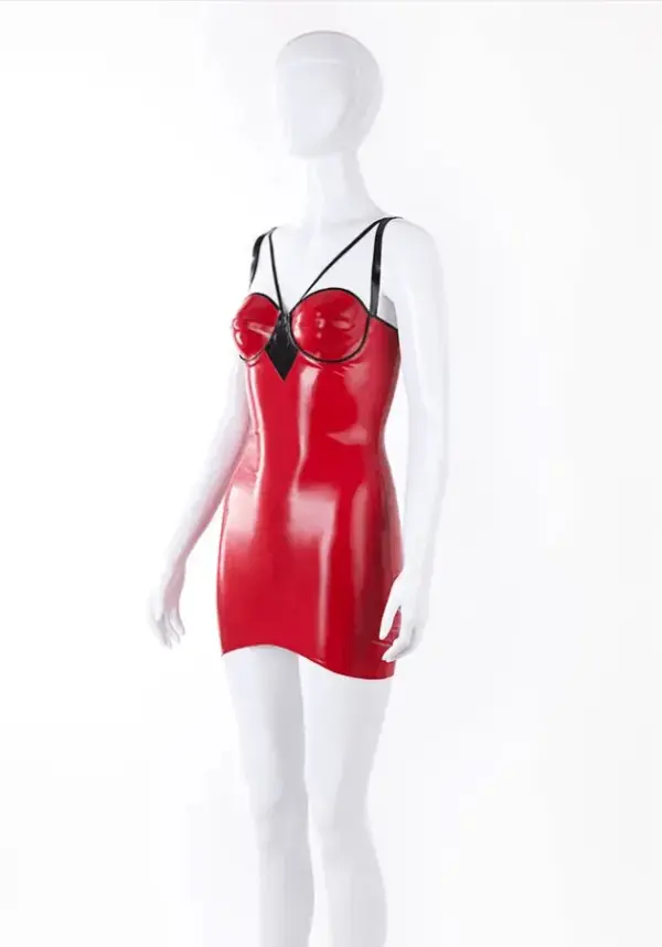 Bondage Latex Mini Dress - Underwired Cups & Straps