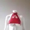 Red Latex Heart Cut-Out Halter Set – Underboob Crop Top & High-Waist Thong