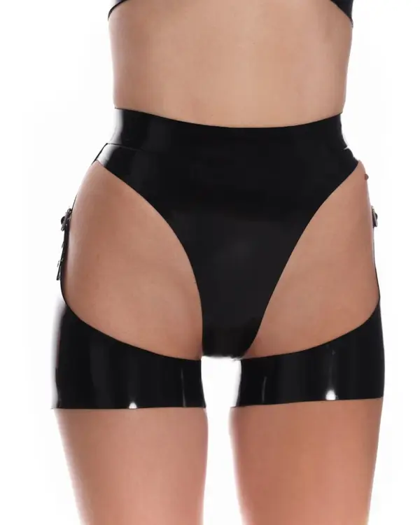 High-Shine 3-Piece Latex Lingerie Set - Harness & Garter