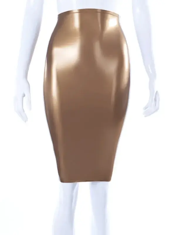 High-Waisted Latex Pencil Skirt