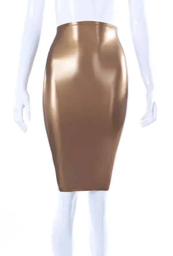 High-Waisted Latex Pencil Skirt