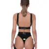 Latex BDSM Set back view with adjustable buckles