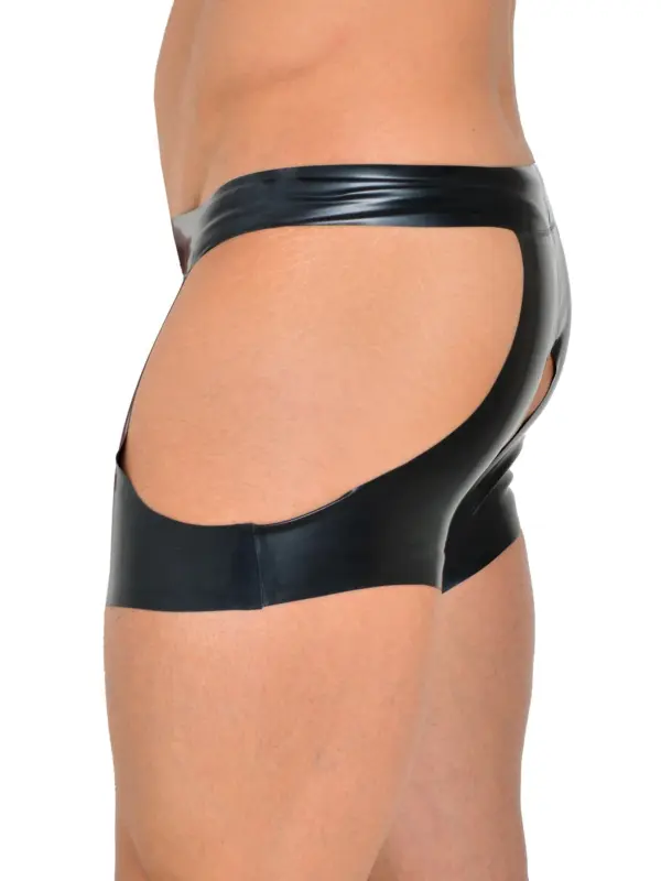 Exhibitionist style rubber underwear with total exposure