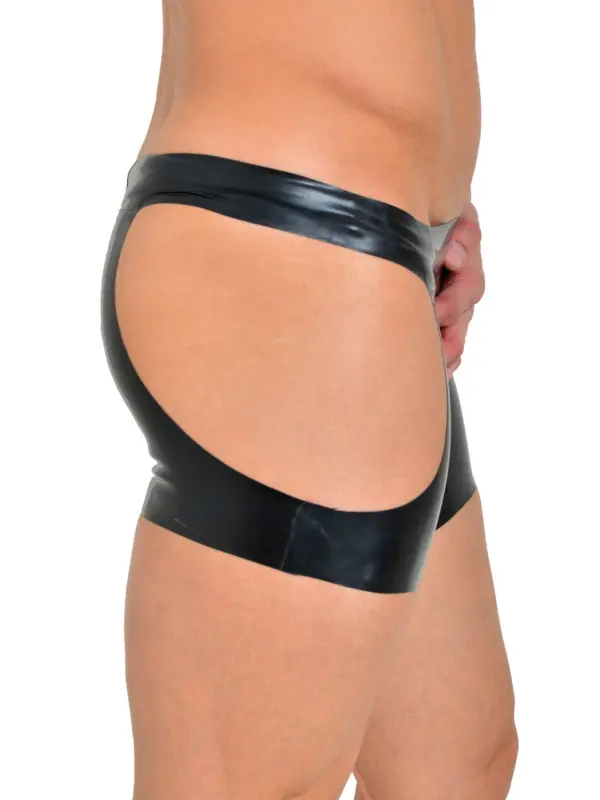 Men's Fully Open Latex Shorts - Front & Rear Cut-Out