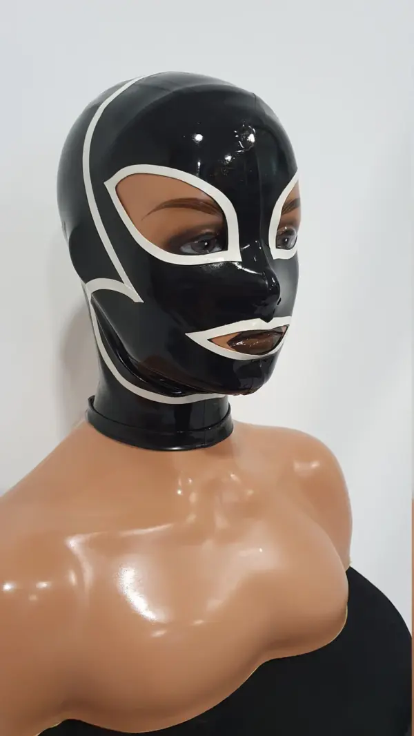 Latex Cat Mask - Teardrop Eyes & Black/White Contrast