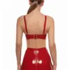 Red Rubber Bralette with metal back snaps