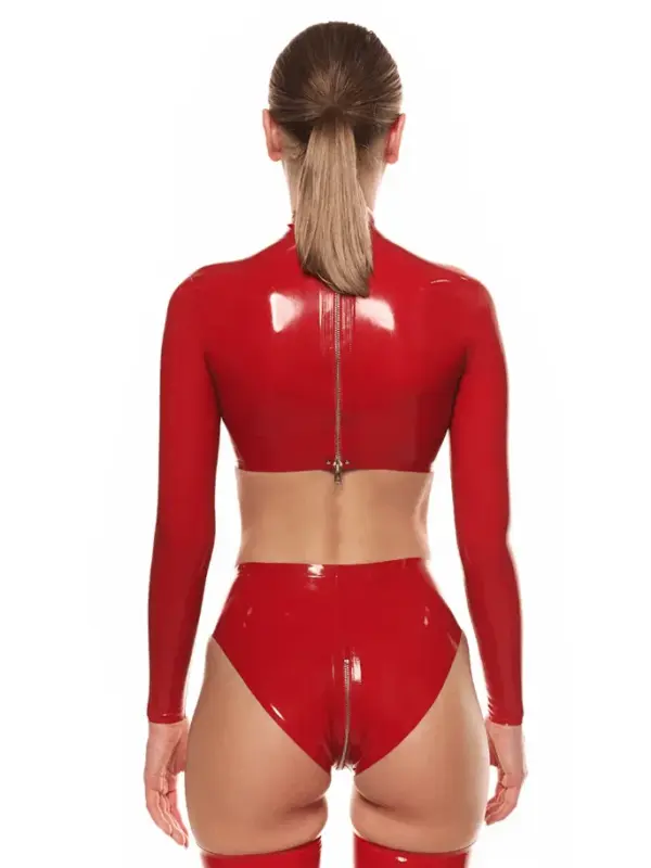 High Neck Rubber Top with back zipper closure