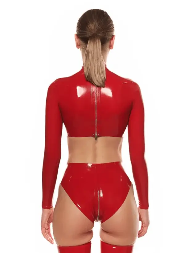 High Neck Rubber Top with back zipper closure
