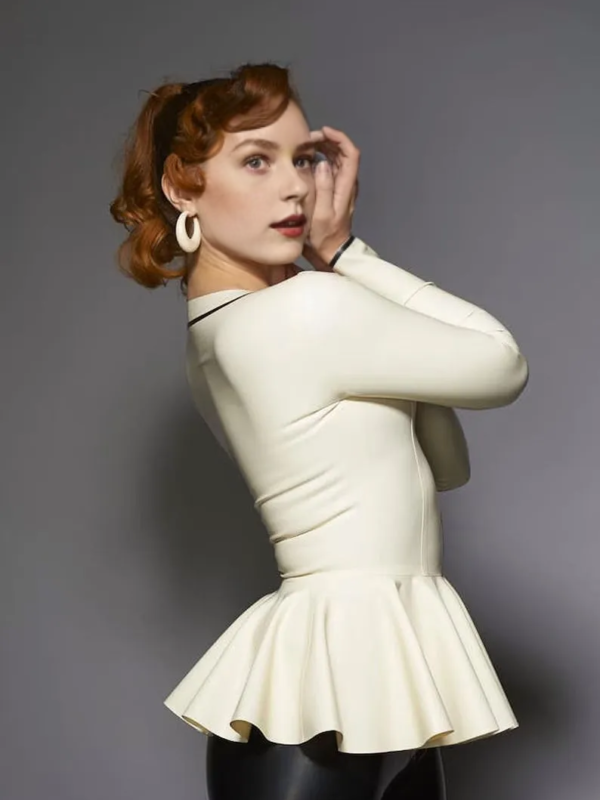 Vintage style rubber shirt with stud buttons and fitted cuffs