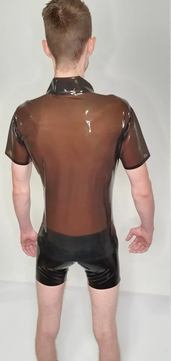 Reinforced seams on see-through rubber top for men