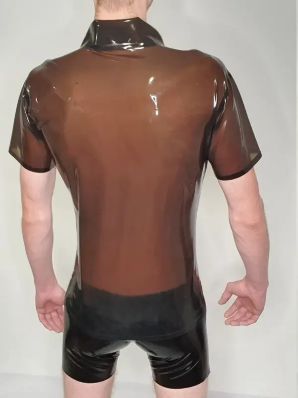Reinforced seams on see-through rubber top for men