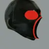 Side view of sensory deprivation rubber mask with perforated eyes