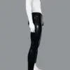 Side view of anatomical pouch on mens latex pants