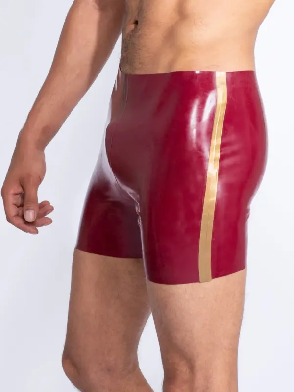 Men's Plum Latex Cycling Shorts - Gold Side Stripes