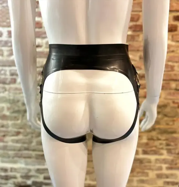 Luxe Latex Ouvert Knickers with O-Ring Harness Detail – Open Front & Back Design