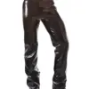Men's Black Latex Jeans with pockets and belt loops front view